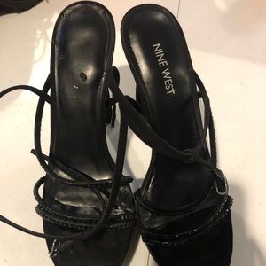 Nine West Black Strappy Heels